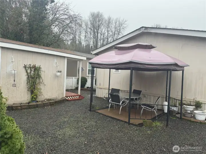Back yard fully fenced with Gazebo!