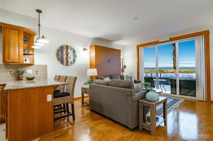open concept kitchen into living room