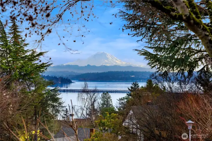 Views of Mount Rainier from the brand new, lovely front patio.