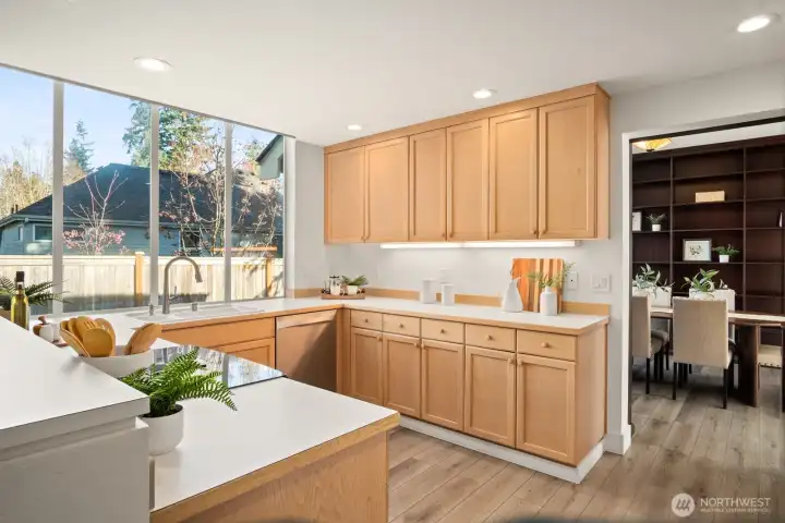 Kitchen with so much natural light