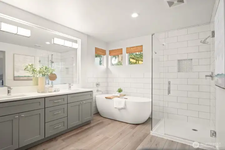 Fully remodeled primary bath