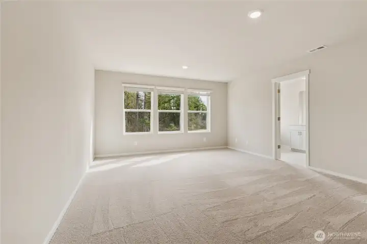 Generous primary bedroom with lots of natural light. Photos are representative only and may display different color package and/or upgrades.