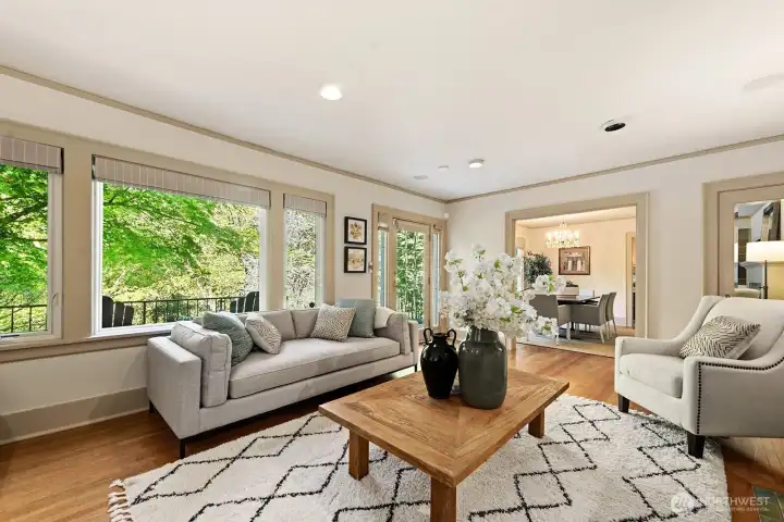 Living room and the front door.
