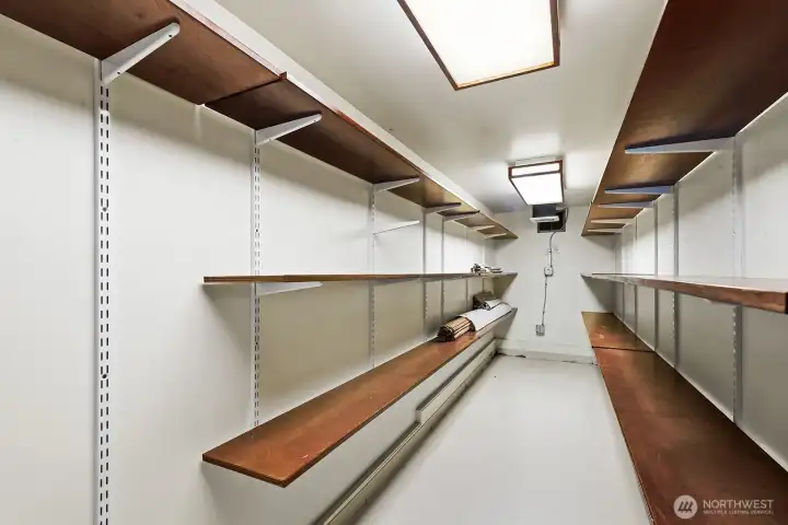 Large storage room in the lower level.