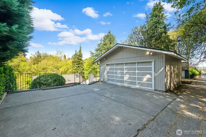 Two car garage on the alley behind the home.