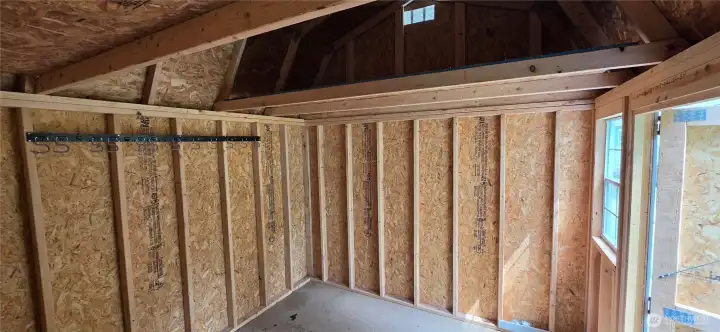 Storage shed on property