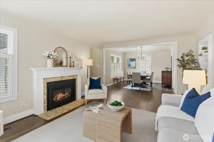 Cozy gas fireplace