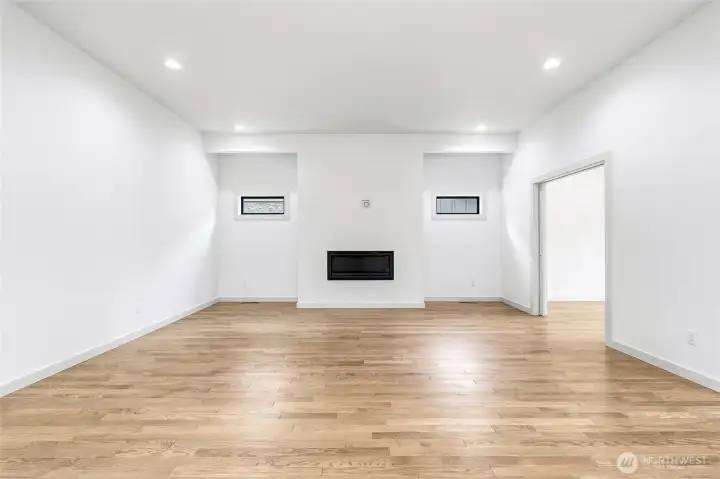 Living room with gas fireplace. Living room with gas fireplace.
