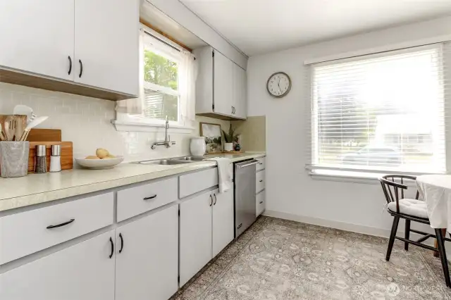 Open kitchen with eating space
