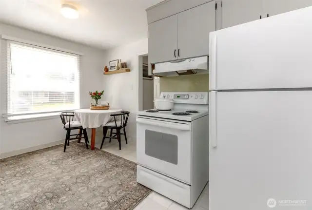 Open kitchen with eating space