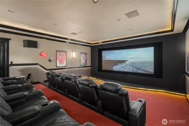 10 Valencia recliners w/electric lumbar, head-rests, drink holders, accent lighting - 7.1 Dolboy surround w/Atmos.