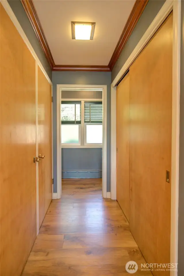 Pantry & storage with 1/2 bath at end