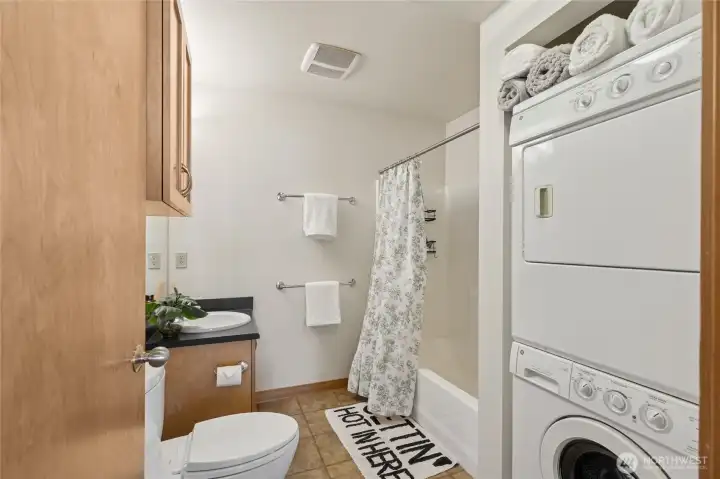 Bathroom with in unit Washer and Dryer