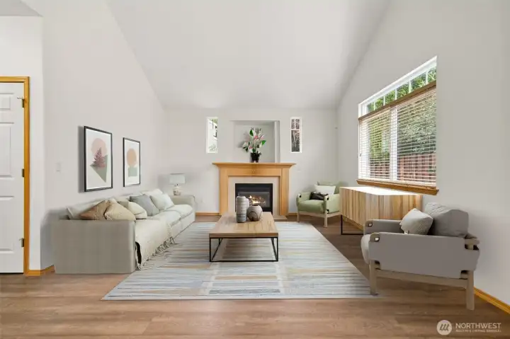 Living Room - Fireplace - Virtually Staged