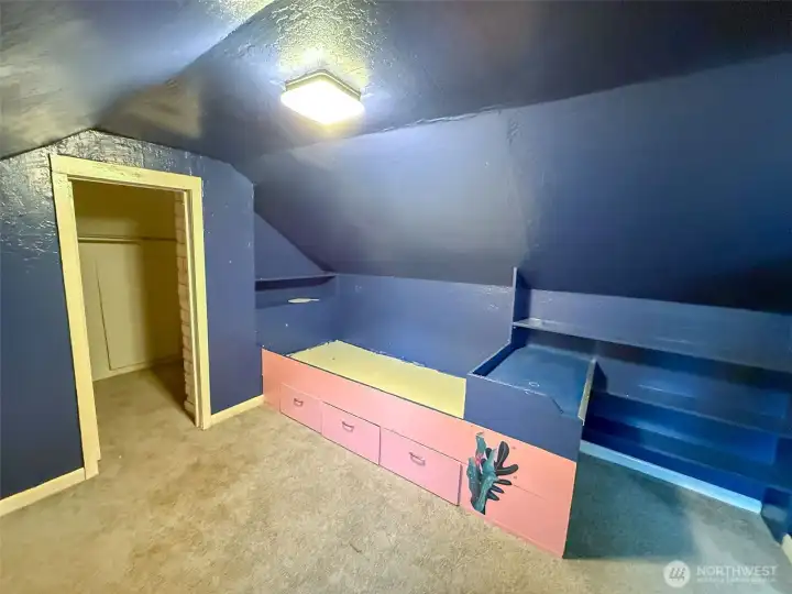 Bedroom #4 (upstairs) with built-in desk and bed.