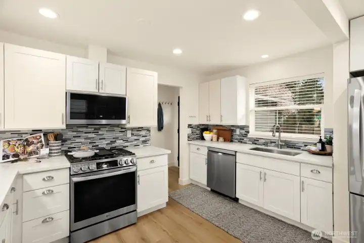 From the front entry, you can enter into the updated kitchen.