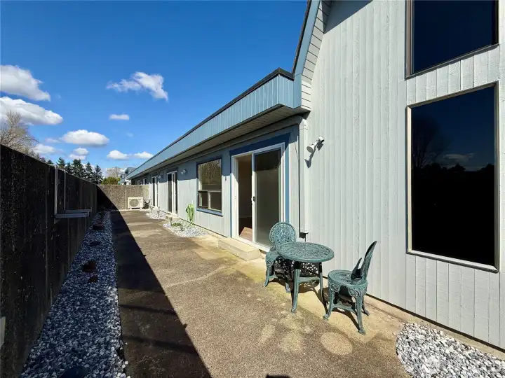 Patio enclosure is set for easy upkeep, just add your personal touches