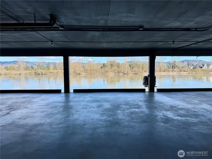 View from your two parking spaces and storage area