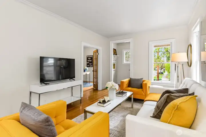 Living room and entry.