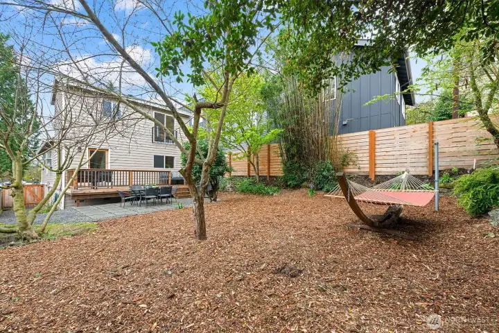 Rear yard view shows an exterior view of the second story addition.