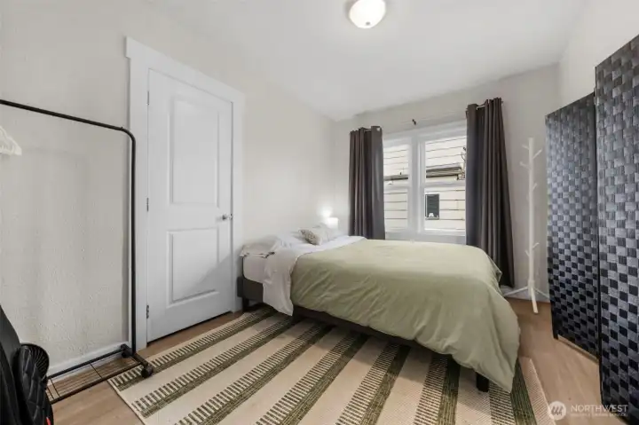 Main floor primary bedroom with large closet