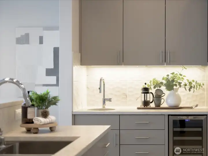 A built-in beverage center with wine fridge adds convenience for entertaining and everyday convenience & enjoyment. A built-in beverage center with wine fridge adds convenience for entertaining and everyday convenience & enjoyment.