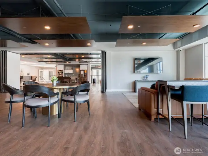 Residents have exclusive access to the third floor community/meeting room featuring two kitchens, TVs, seating, shuffle board and more! Ideal setting for your next big gathering. Residents have exclusive access to the third floor community/meeting room featuring two kitchens, TVs, seating, shuffle board and more! Ideal setting for your next big gathering.