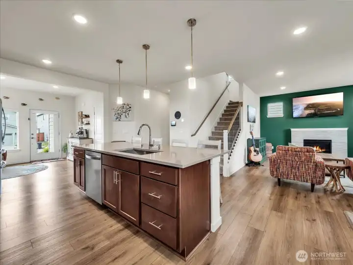 Chef-kitchen oversized island.