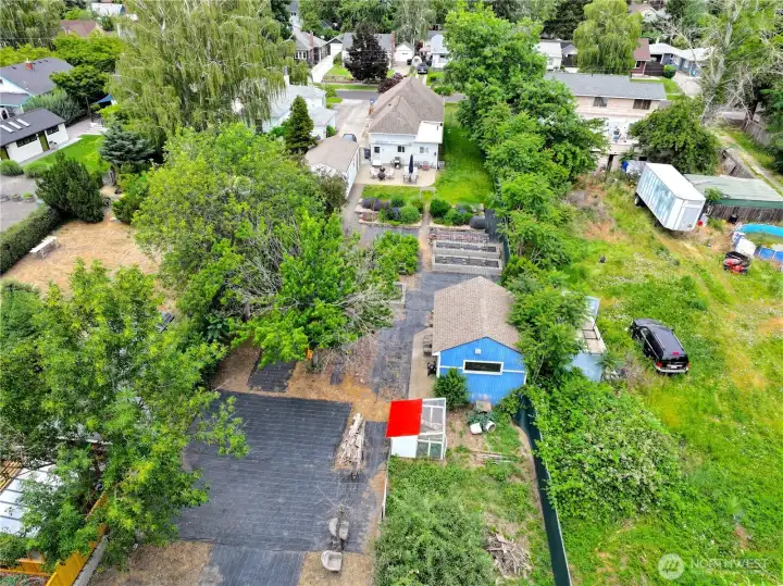 Drone shot from the back of the lot Drone shot from the back of the lot