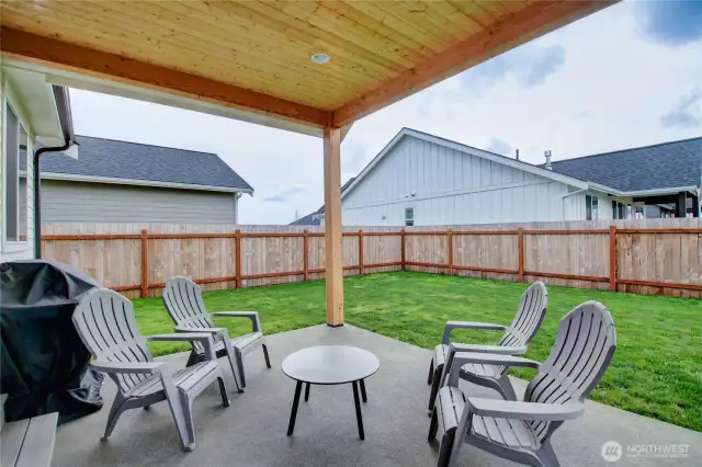 Beautiful covered back patio for year around enjoyment