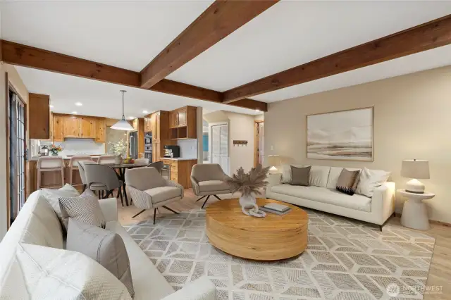 Virtual staging helps you to see just how large and roomy the family room is.