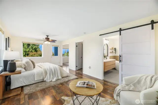 The primary suite is a private retreat