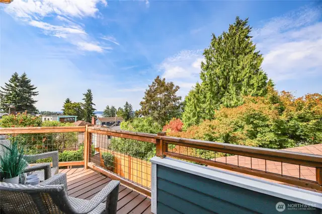 Peaceful view deck off the primary bedroom