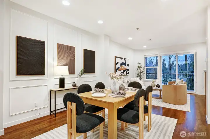 Generous layout for proper dining table and zoned floorplan