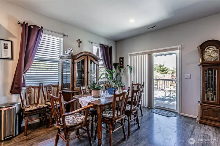 Dining area with slider to the back yard