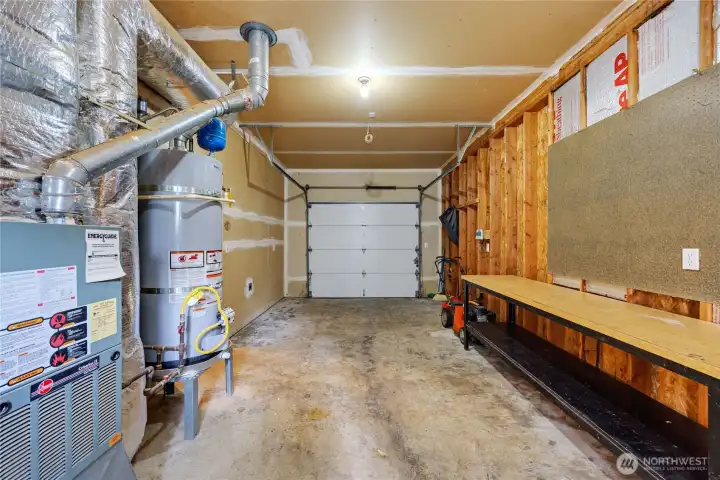 Furnace and hot water heater in the garage.
