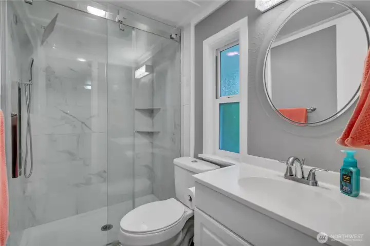 Updated bath with walk in shower ~