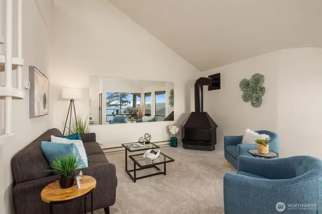 Living Room & Wood Burning Fireplace