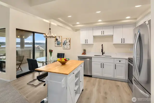Renovated Kitchen, Eating Space and Slider to Deck