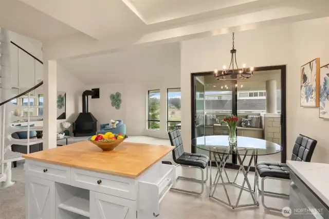 From Kitchen Looking to Deck, Eating Space & Living Room