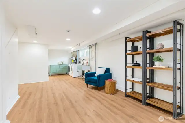 Huge laundry and storage room. -Build out an ADU?