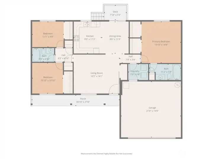 Thoughtful single-level layout designed for comfort and function. Measurements to help you plan your move here!