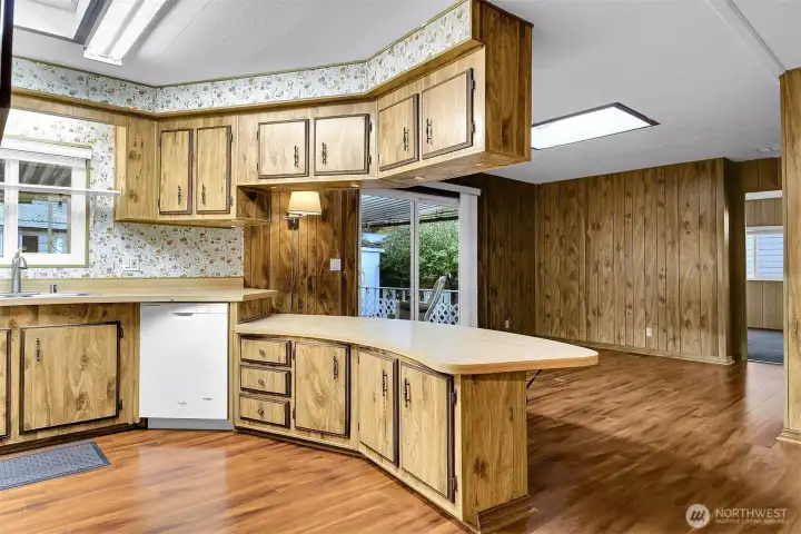 Kitchen and family room