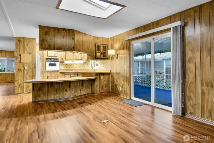 Family room and kitchen