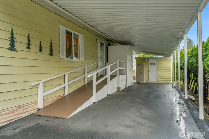 Covered carport and shed