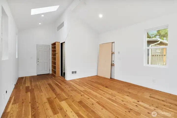 Extra unfinished space in back of garage