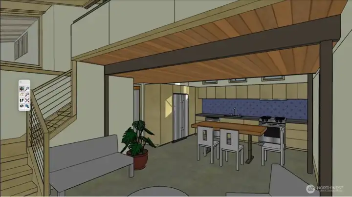 cottage rendering - entry into kitchen