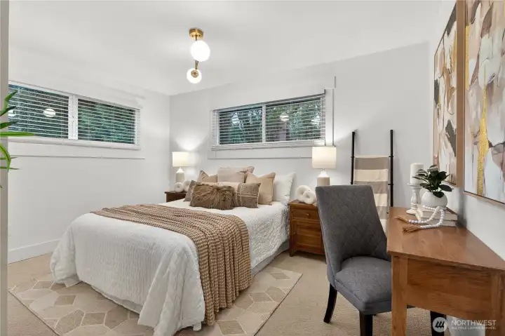 Second bedroom provides versatility as guest room, home office, or nursery within this thoughtfully renovated 2-bedroom, 1-bath floor plan near excellent Shoreline schools.