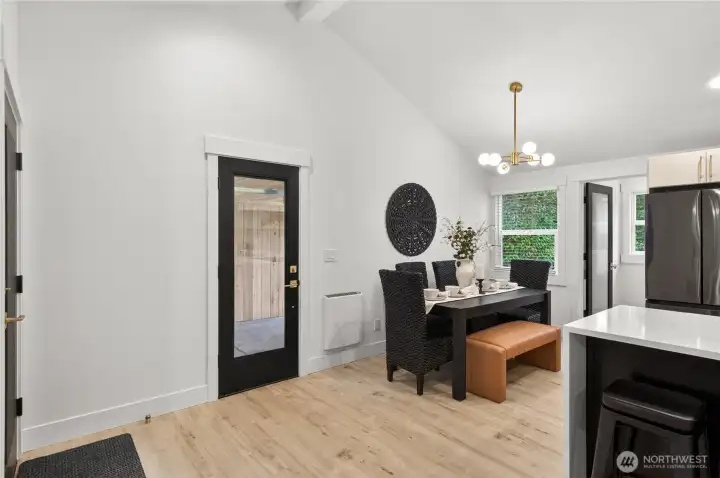 Modern eHeat radiant heating system delivers energy-efficient climate control throughout the single-level layout.