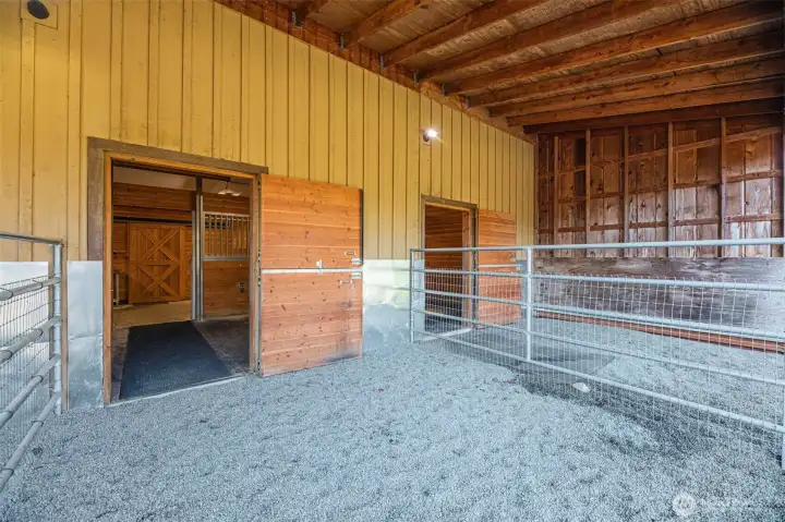 Runs to stalls to aisle